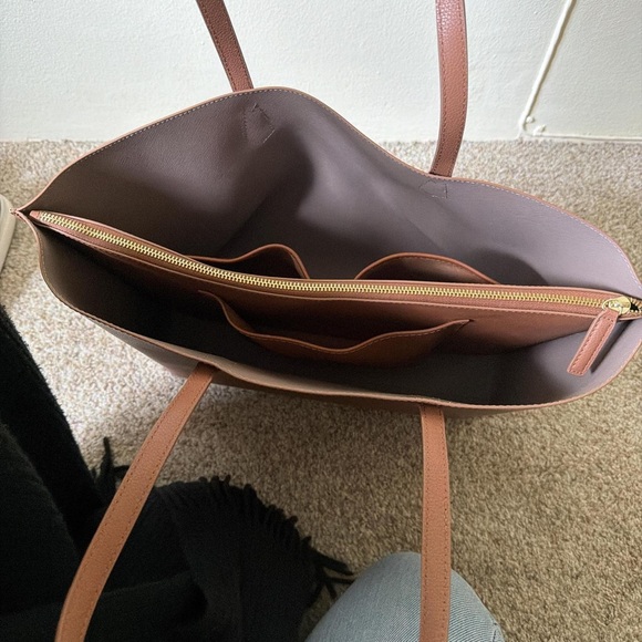 Quince Brown Italian Leather Women's Tote Bag - Picture 6 of 6